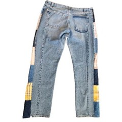 1960’s Style Patchwork Distressed Boho Hippie Jeans Button Fly 36.5″ Waist ZARA