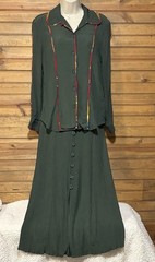 Howard Wolf Dallas Vintage Women’s Dark Green Top Sz 2 Skirt Sz 6 Set Crinkled