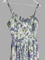 Vintage Laura Ashley Floral Midi Dress Made In Great Britain Cotton US 10 UK 14