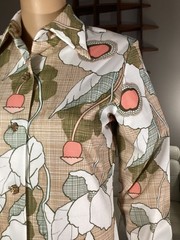 vintage 70’s Floral Dress Button Up Long Sleeve Dagger Collar Poly Maxi Dress