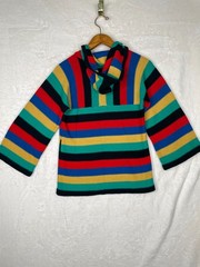 Vintage 70s Woolco Acrylic Sweater Hoodie Sz Med Multicolor Striped Hippie Boho