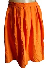 True Vintage Skirt 24″ 24W 1960’s DAYGLO ORANGE SHERBET Rayon STEEL SIDE ZIP