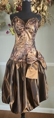 Vintage 1980s Metalic Brown Custom Bubble Skirt Prom Dress As Pictured