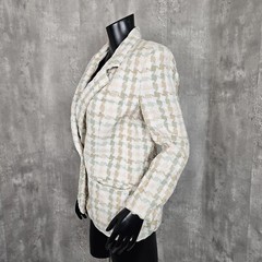 Vintage 80s Giorgio Sant Angelo M Linen Cotton Pastel Woven Houndstooth Blazer
