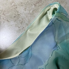 Alyn Paige Vintage Y2K Asymmetrical Chiffon Watercolor Floral Cowl Neck Dress