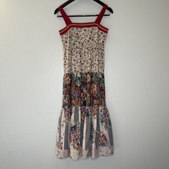 Vintage 70s Two Piece Cottage Floral Prairie Vest Dress Set | Size XXS/XS