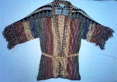 VTG 60S 70S WOMENS S FRINGE MULTI COLOR BELTED BOHO HIPPY BOBBIE BROOKS SWEATER