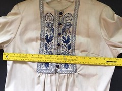 Antique Ethnic Handmade Linen Blend Long Dress Embroidered Caftan Folk Unique