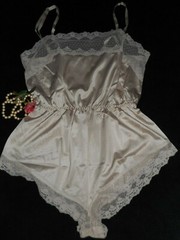 VinTage S Teddie Hi Cut Tap Style Mauve Nylon Satin & Vintage Silk Scarf