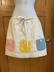 Vintage David Smith White Skort 3 Pockets Cotton Yellow Pink Blue Size 10