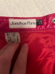 Vintage 90s Jonathan Paris Red Genuine Leather Pencil Skirt Womens 5/6 Argentina