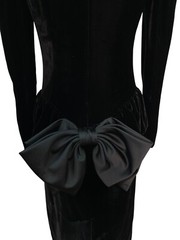 Vtg 80s Wayne Clark Black Velvet Dress With Puff Sleeves & Bow Back Detail Sz 4