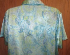 DELICATES BLUE GREEN paisley sleep shirt nightgown POLY SATIN sz M