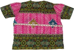 Vintage Handfabs India Blouse Pink Boho Hippie Festival Top Hand Print Size 36