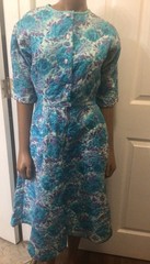 VTG Women’s 50s 60s Blue Floral Quilted House Dress / Robe Best & Co