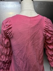 Vtg Shadow line Petite house Gown Dress Polyester Small Pink Puff Sleeve Long