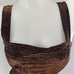 vtg 90s FORMULA X Brown Bronze Copper METALLIC Tank Top Club Delias S USA Y2K