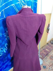 Handmade Wool Crepe Belted Suit Dress – Burgundy/Plum, Tailored Princess Seams,