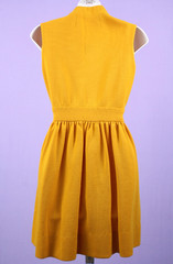 VTG Women’s 60s Mustard Yellow Sleeveless Mini Dress W/ Waist Tie XXS/XS 1960s
