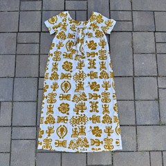 Vintage 60s 70s Muu Muu Dress Empire Waist Tiki Print Made In Hawaii Women’s M