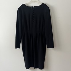 Vintage Liz Claiborne Little Black Dress 10 Covered Buttons 80s 90s