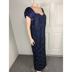 Vintage NOS 80s 90s LA Glow Dress 14W Formal Prom Satin Lace Floral Plus XX19