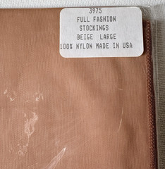 Magnolia Mills 3975 Fully Fashioned Nylon Stockings 2 Pr Large Beige Cuban Heel