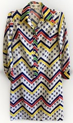 RARE 70s Vtg LANVIN Shirt Dress Primary Colors MOD Point Collar *READ – AS IS*