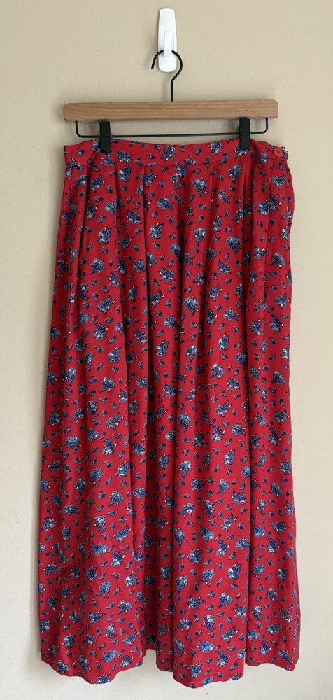 Vintage Skirt 1980s 1990s Pleated Country Cottagecore Handmade Womens Size Small