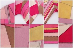 EMILIO PUCCI c.1968 Pink Multicolor Op Art Signature Print Silk Shift Dress