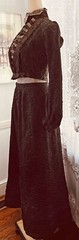 Antique Victorian Black Silk Brocatelle Walking Morning Suit C. 1870 ZZ062