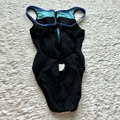 90’s Vintage Speedo Front Zip One Piece Swimsuit Size 10 Black Blue Colorblock