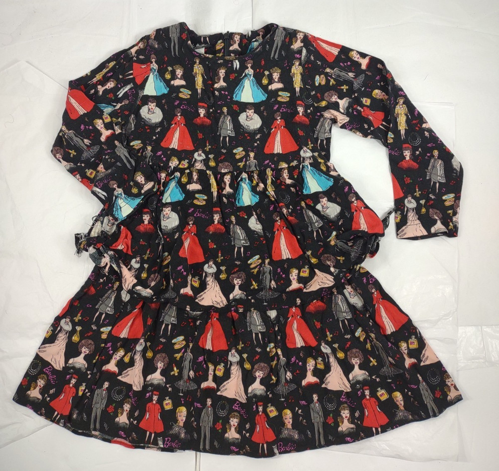 Vtg Barbie Fabric 90s Nicole Miller Original Girls 6x Dress tagged (A13)