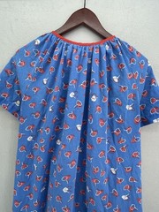 Muumuu Dress Komar Large Blue Floral 70s Lounge Wear Pocket VTG No Size Tag