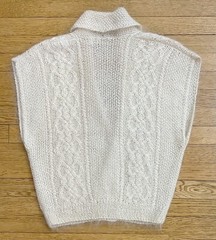 Vintage LINDA ALLARD for ELLEN TRACY Hand Knit Mohair Bl. Cardigan Vest L Ivory