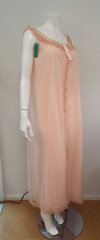 Vintage Odette Barsa Pink Nylon Lace Peignoir Set SMALL New Old Stock Tags Fancy