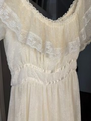 Gunne Sax by Jessica San Francisco Prairie Dress sz 5 Cream Lace Sheer 70s