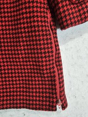 Vintage 60s PENGUIN FASHION Wool Overcoat Black Red Check Womens Sz 12 Button-Up