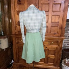 Vintage 60s 70s Double Knit Green Dress Suit Plaid Jacket 27w /St Patrick’s Day