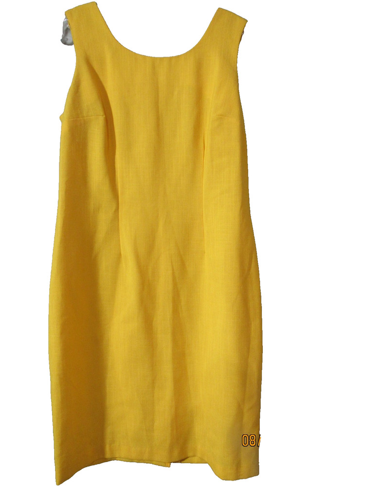VTG. SUE BRETT SLEEVELESS DRESS YELLOW SIZE 12 VGUC