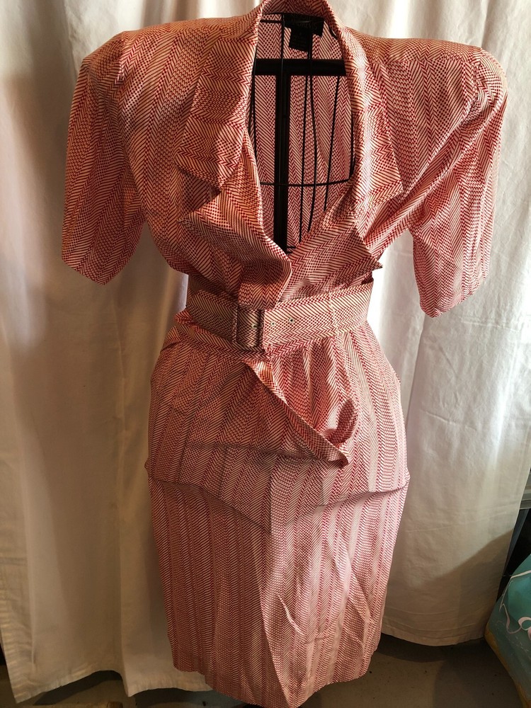 VINTAGE Alcott & Andrews 8 Red 1/2 Sleeve Dress with Belt READ MEASUREMENTS