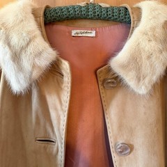 Vintage Saks Fifth Avenue Suede Blonde Mink Collared Mod 1960s Coat Medium