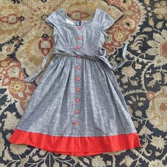 Jody of California USA Vintage Womens Dress Size 6 4th Of July Picnic Gray Red