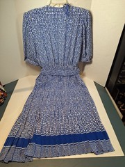 Vintage Lady Carol Dress, Woman’s 12, Polyester, Pleated, Long, Button, Belt