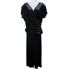 R&K Evening Black Velvet 2Pc Set Wrap Top Wide Leg Pants 18 vintage romantic