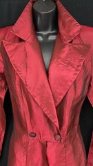 Vintage 1980s red Victorian-style jacket S M long goth glam tuxedo tailored