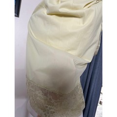 Vintage Van Raalte Yellow Lace Trim Full Slip Dress 32 Made in USA Nylon Retro