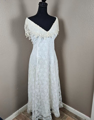 Coquette Romantic Scott McClintock Vintage 70s80s Ivory Lace Fairycore Dress 16