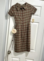 VTG 1950s BETTY BARCLAY SHERBET-PLAID Sundress Junior Petite Sz 5 Green Red NWT