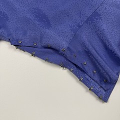 Carol Peretz Blue Silk Floral Rose Bead Skirt 2 Pc Rouche Blouse Dress Sz 8 VTG